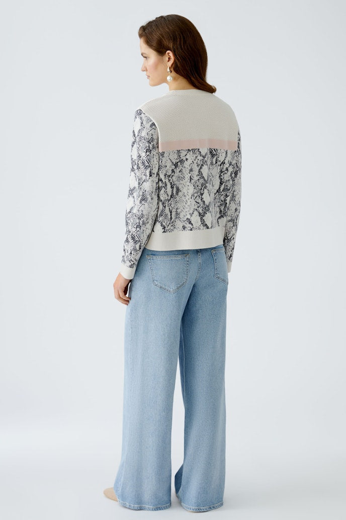 oui print and stripe knit in stone (back)