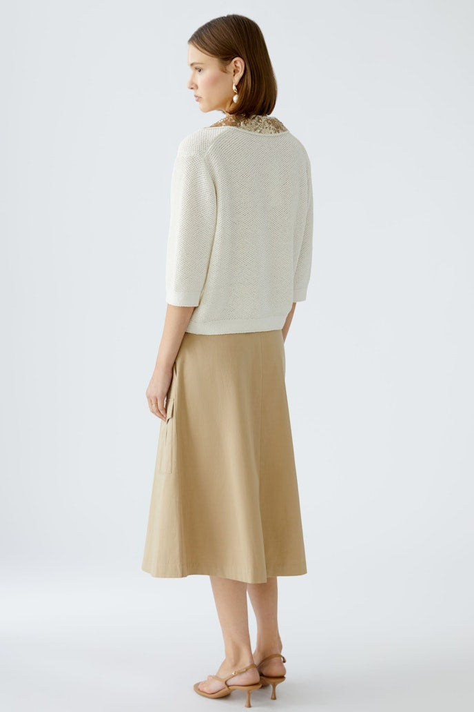 oui sequin collar knit in cream&gold (back)