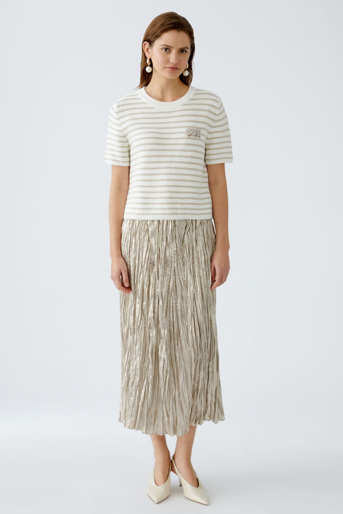 oui embellished logo stripe knit in cream&beige (front)