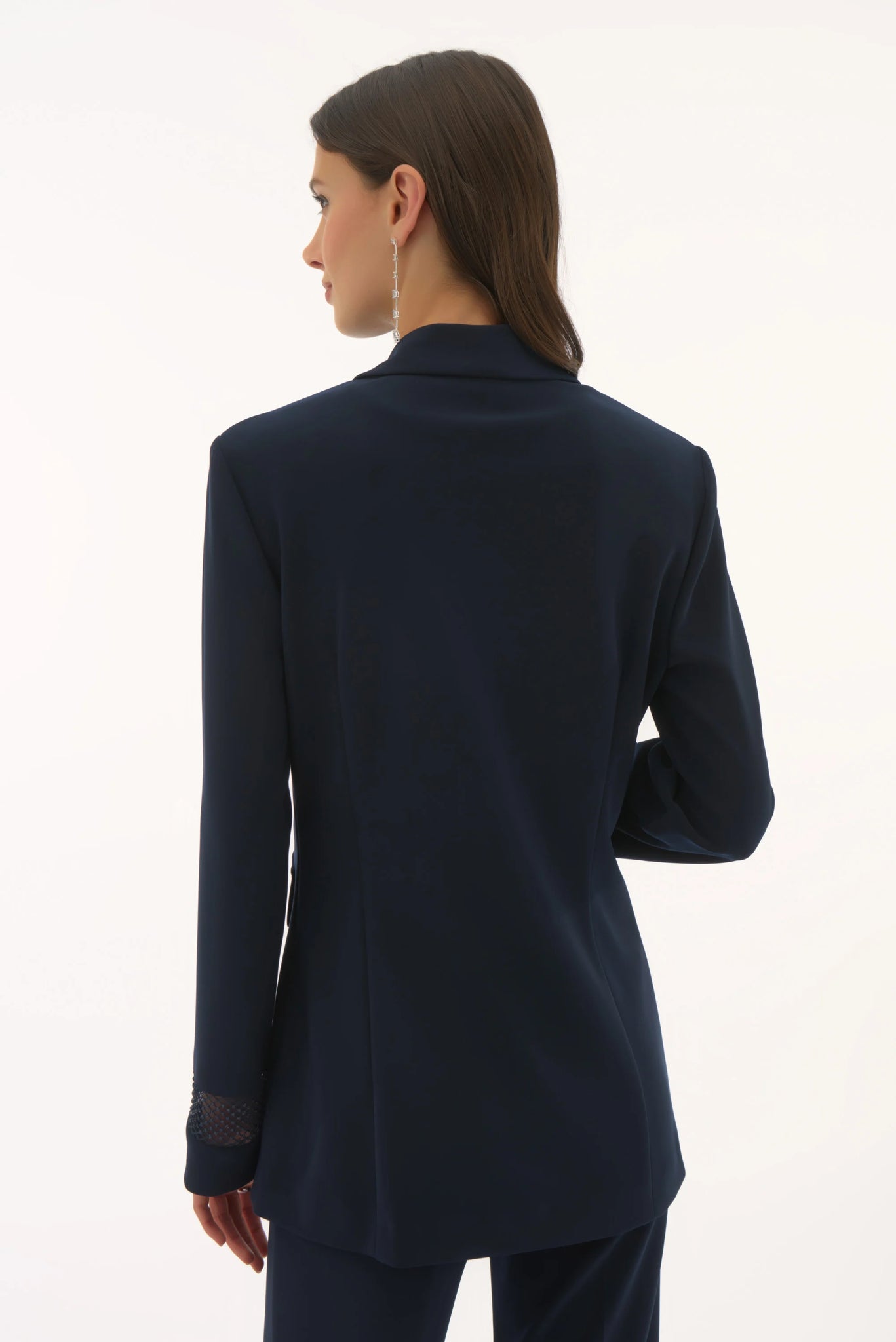 joseph ribkoff sparkle mesh blazer in navy(back)