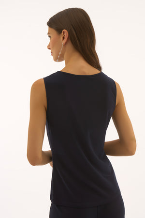 joseph ribkoff sparkle mesh cami in navy (back)