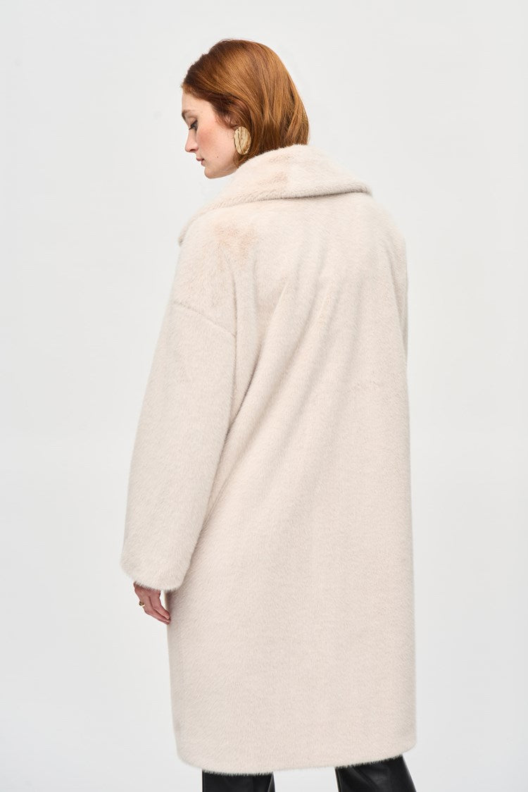 joseph ribkoff faux fur coat in beige (back)