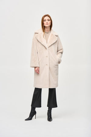 joseph ribkoff faux fur coat in beige (front)