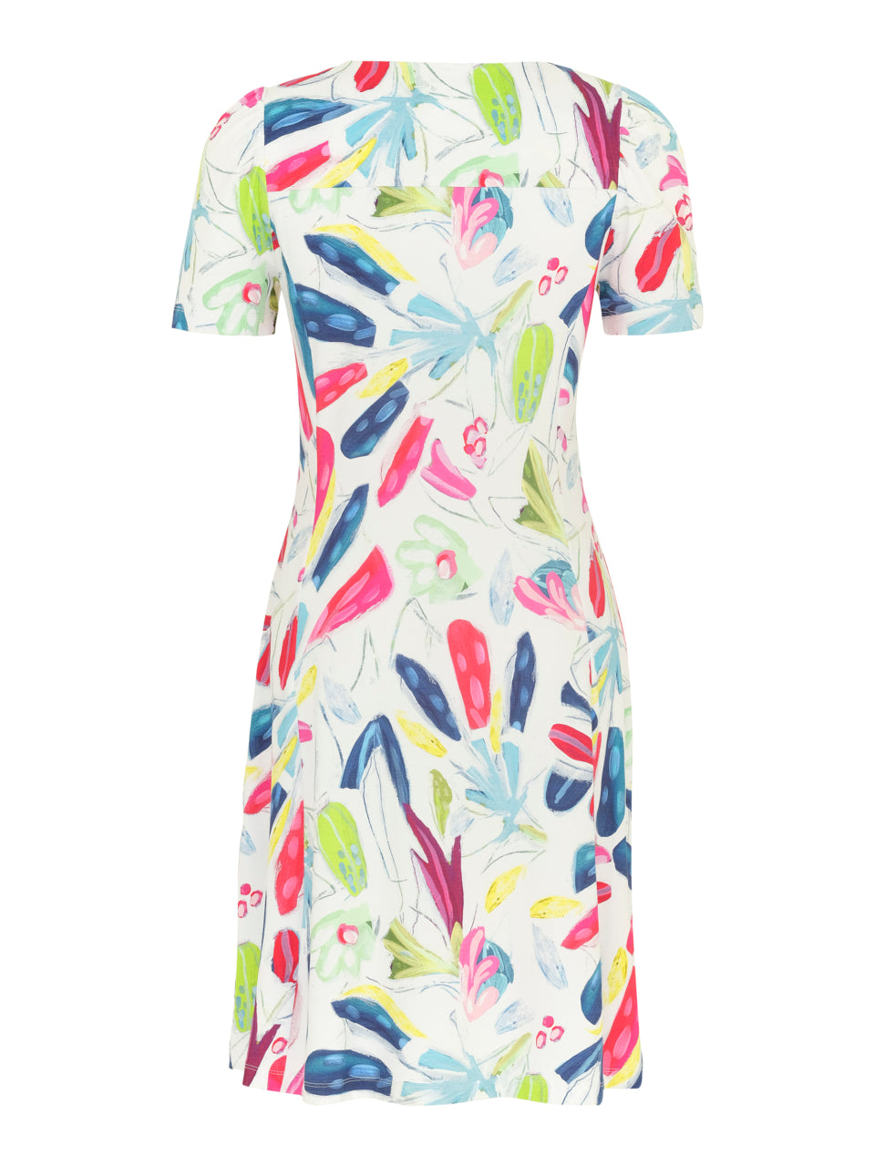 Dolcezza simply art inspired shift dress in tropical trace II print in multicolour (back)