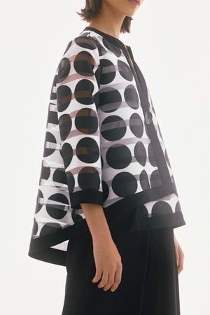 joseph ribkoff dot print boxy jacket in black & white (side)