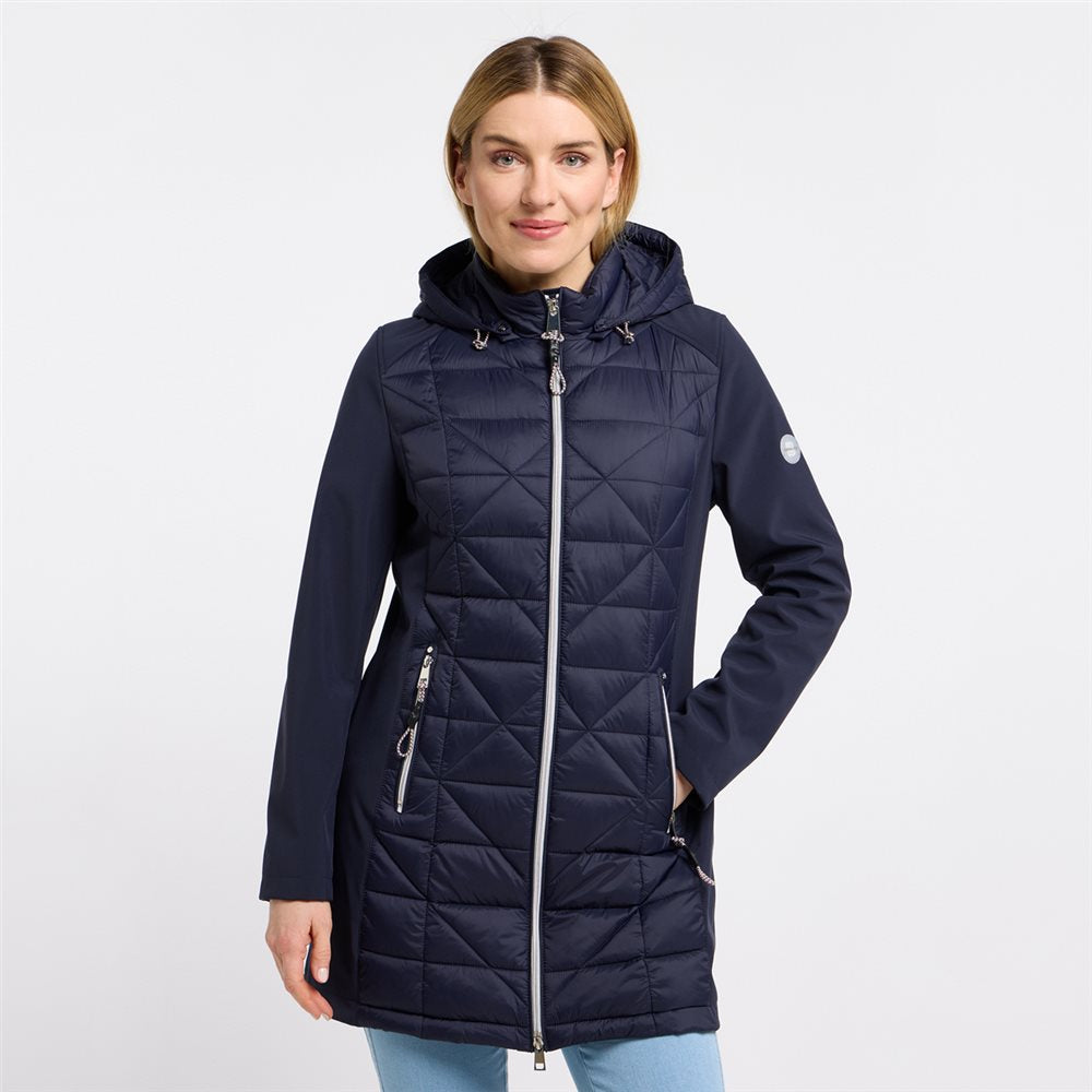 barbara lebek quilted mix jacket in navy (front)