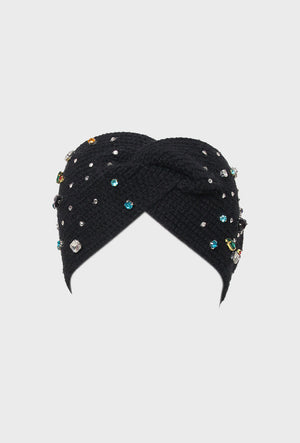 Multicoloured diamanté headband in black 