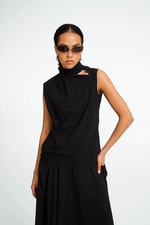 jane lushka naomi tech jersey top in black (front)