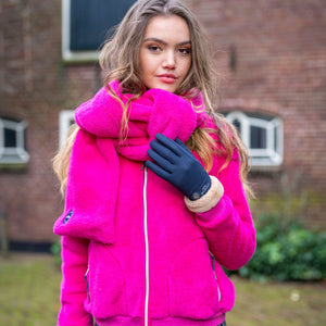 hv society isla fleece zip jacket in pink (front)