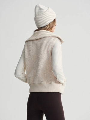 varley aspen boucle sherpa gilet in cream (back)