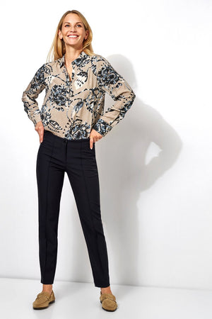 Relaxed by Toni Alessa tailored slim leg trousers in navy (front)