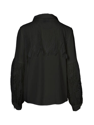 nu denmark vira lace shirt in black (back)