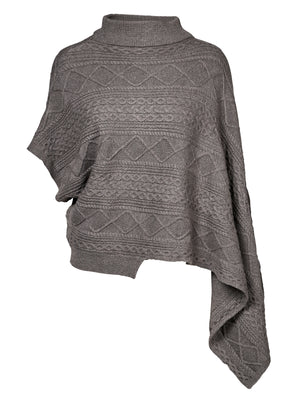 NU DENMARK vilna knit poncho in grey (front)