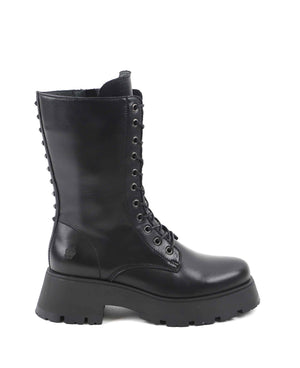 apple of eden chunky lace up boots in black (side)