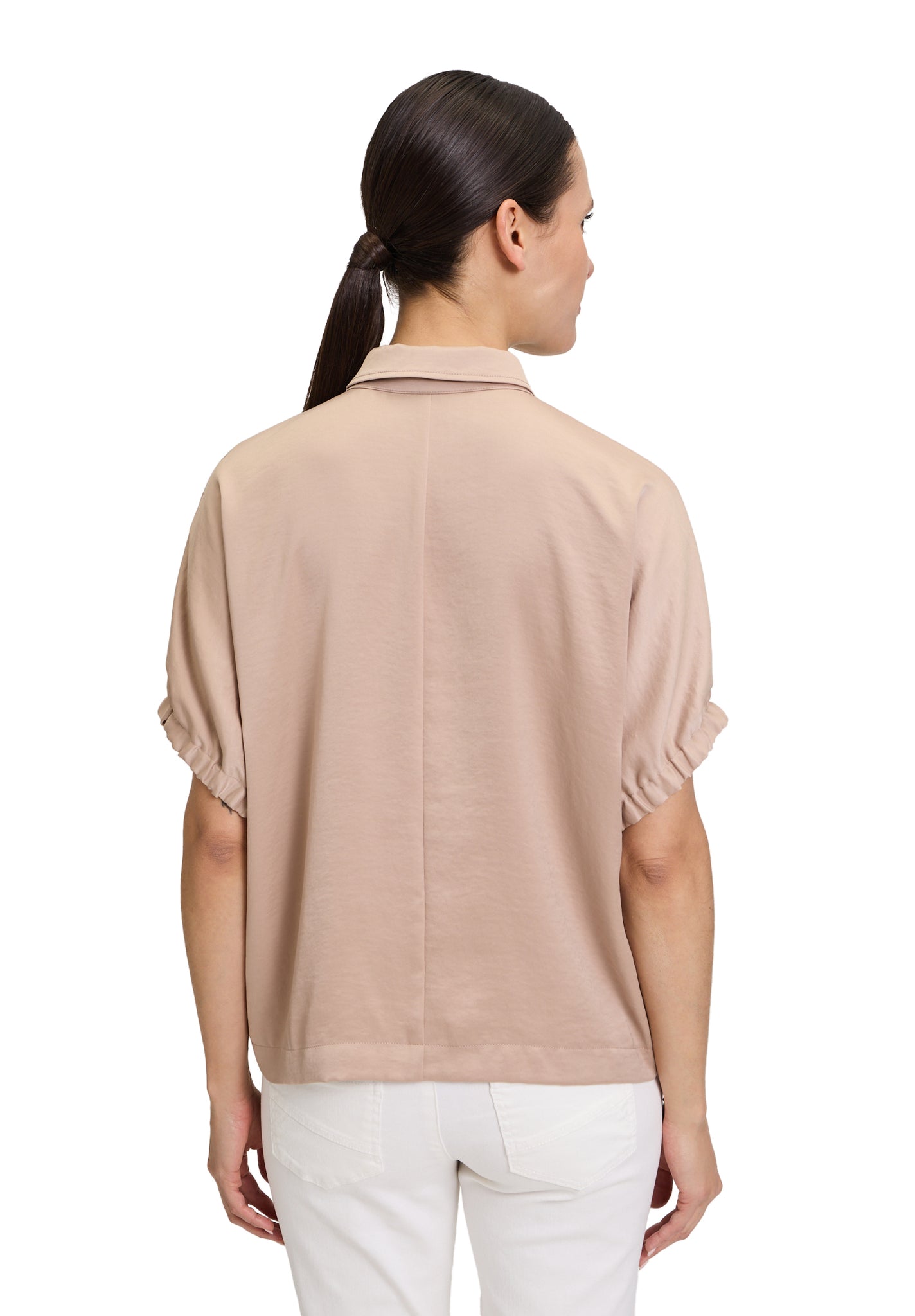 betty&co puff sleeve blouse in sand (back)