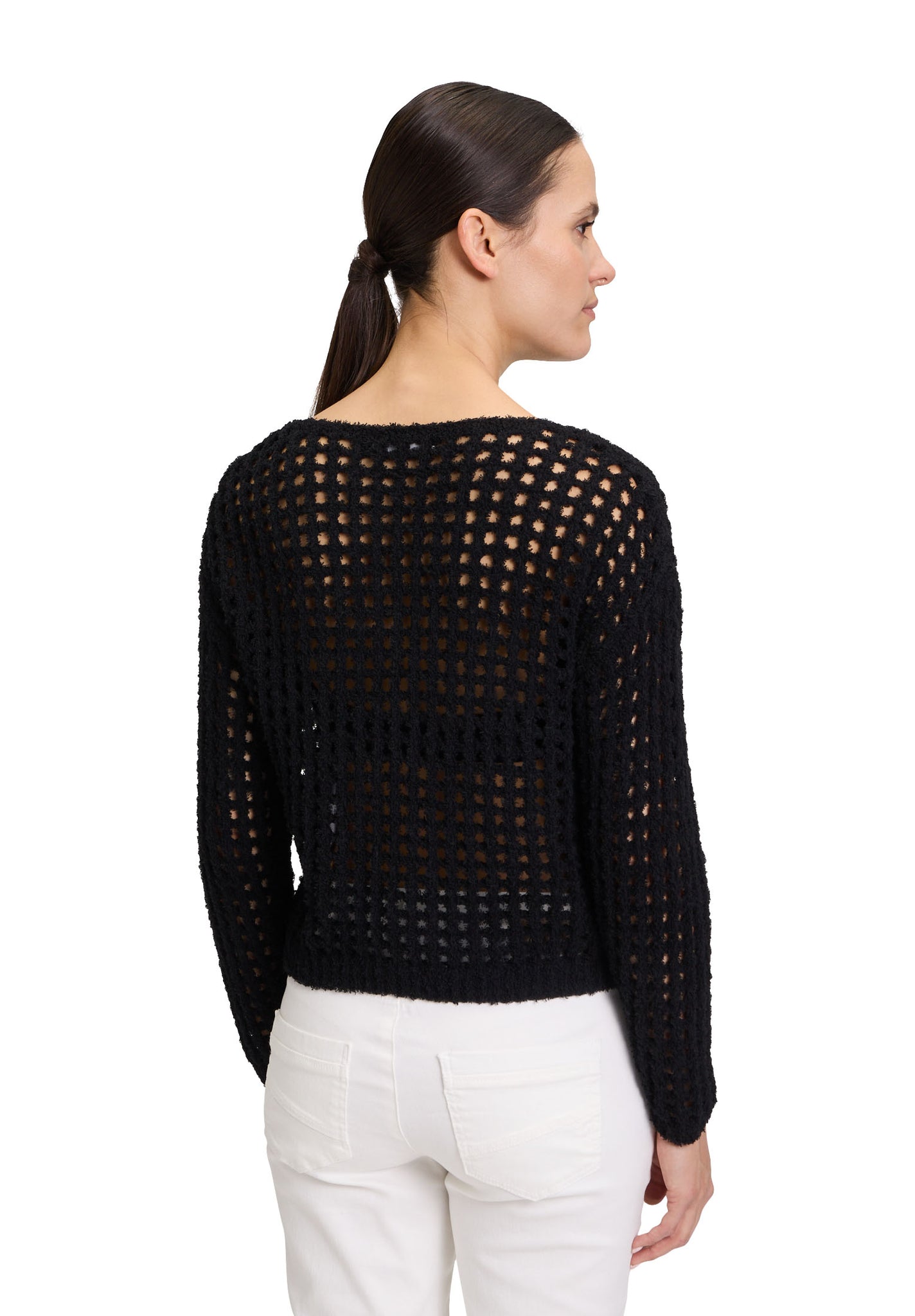 Betty&Co openwork soft knit jumper in black (back)