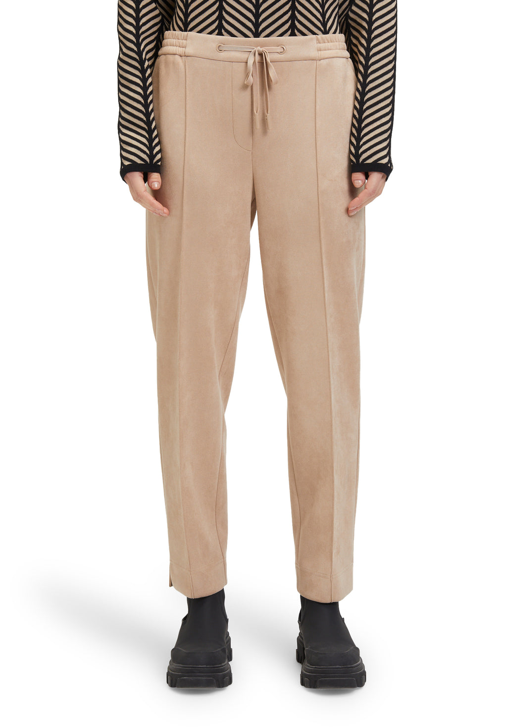 Betty & Co suede style trousers in beige (front)