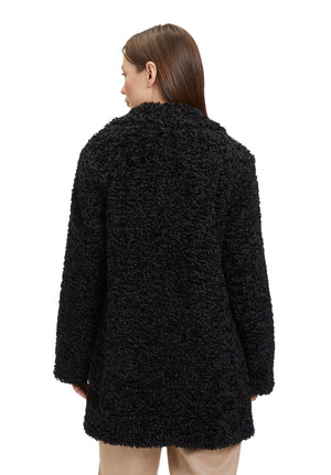 Betty & Co wool style button up coat in black (back)