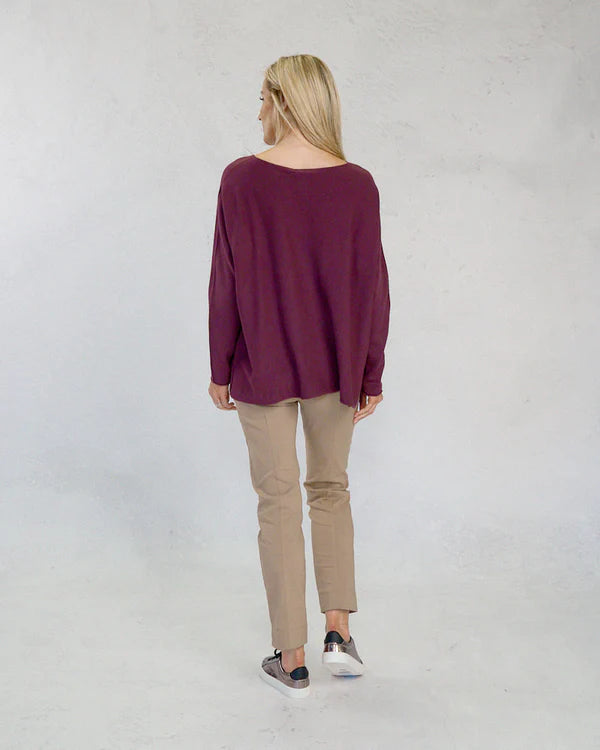 deck square pattern jumper in wine (back)