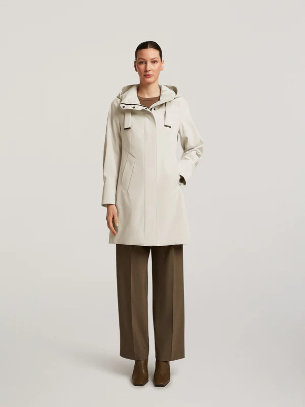 creenstone demi button detail raincoat in stone (front)