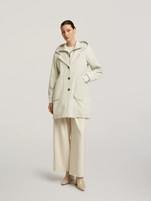 creenstone evelyn button detail coat in stone (front)