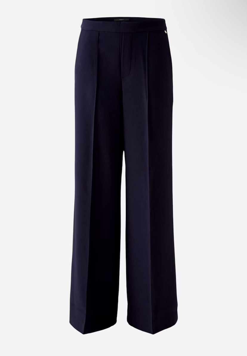 oui flare wide leg trousers in navy (front)