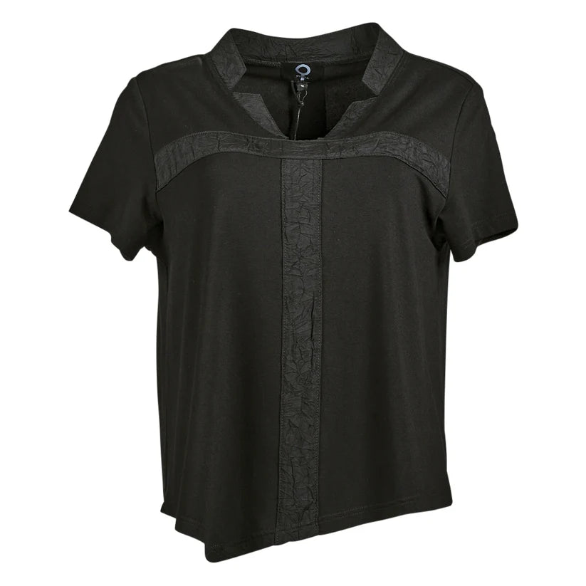 mysoul crinkle cross panel top in black (front)