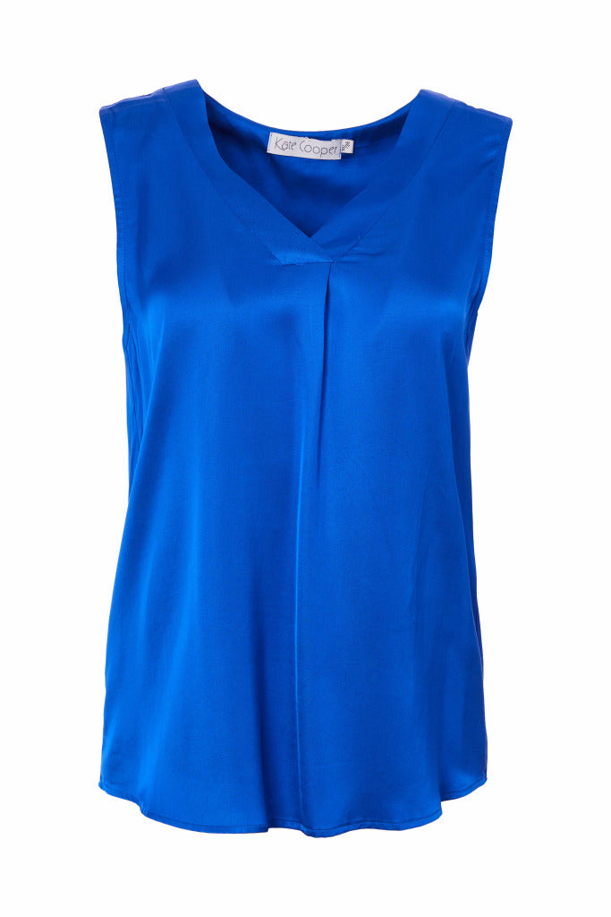 kate cooper vneck satin cami in blue