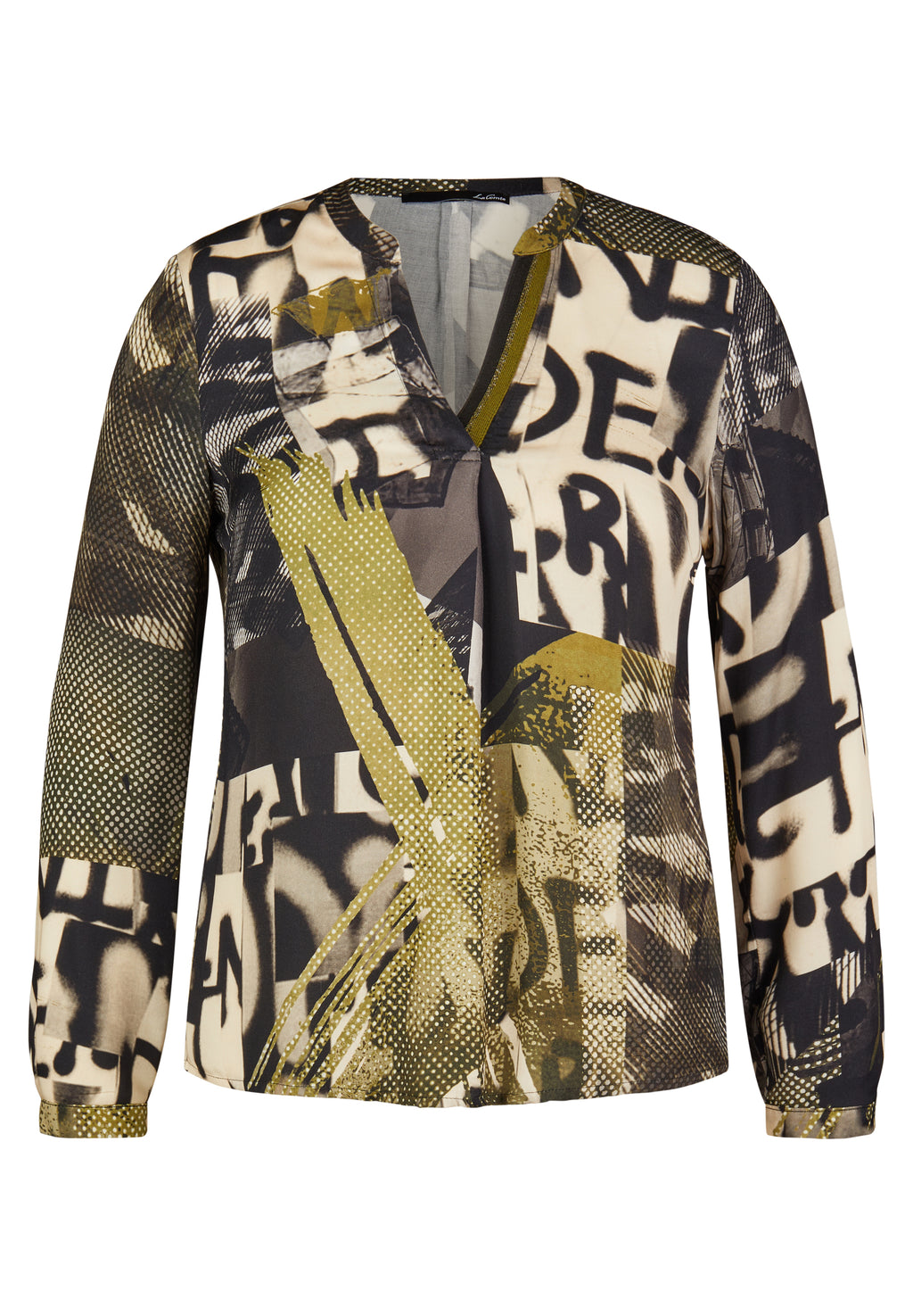 lecomte 'animal soul' printed blouse in olive green (front)