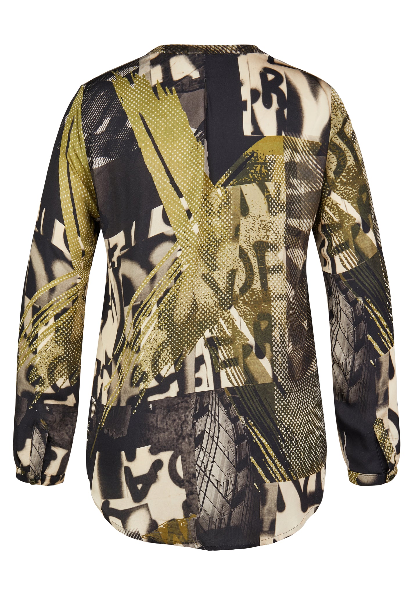 lecomte 'animal soul' printed blouse in olive green (back)