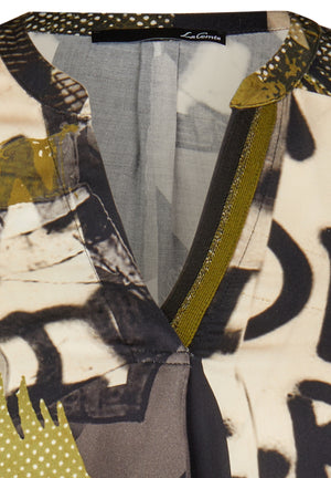 lecomte 'animal soul' printed blouse in olive green (detail)