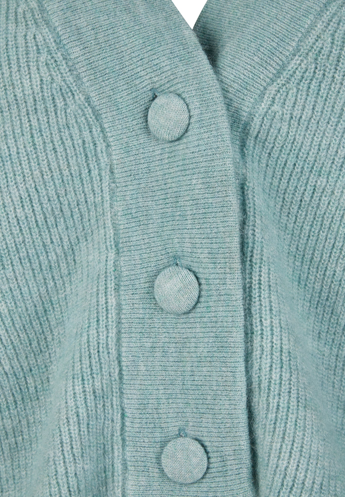 le comte oversized button up cardigan in teal (detail)