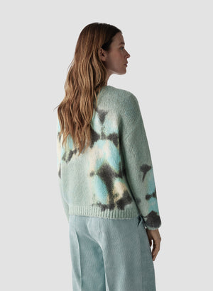 le comte abstract pattern knit in teal (back)