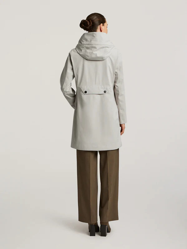 creenstone mabel raincoat in stone (back)