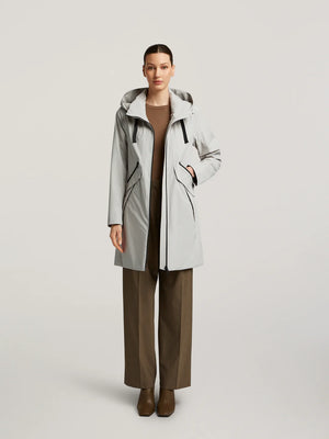 creenstone mabel raincoat in stone (front)