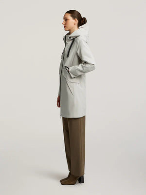 creenstone mabel raincoat in stone (side)