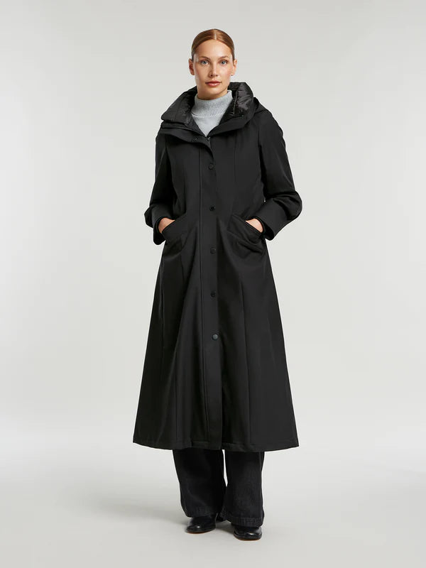 creenstone molly raincoat in black (front)