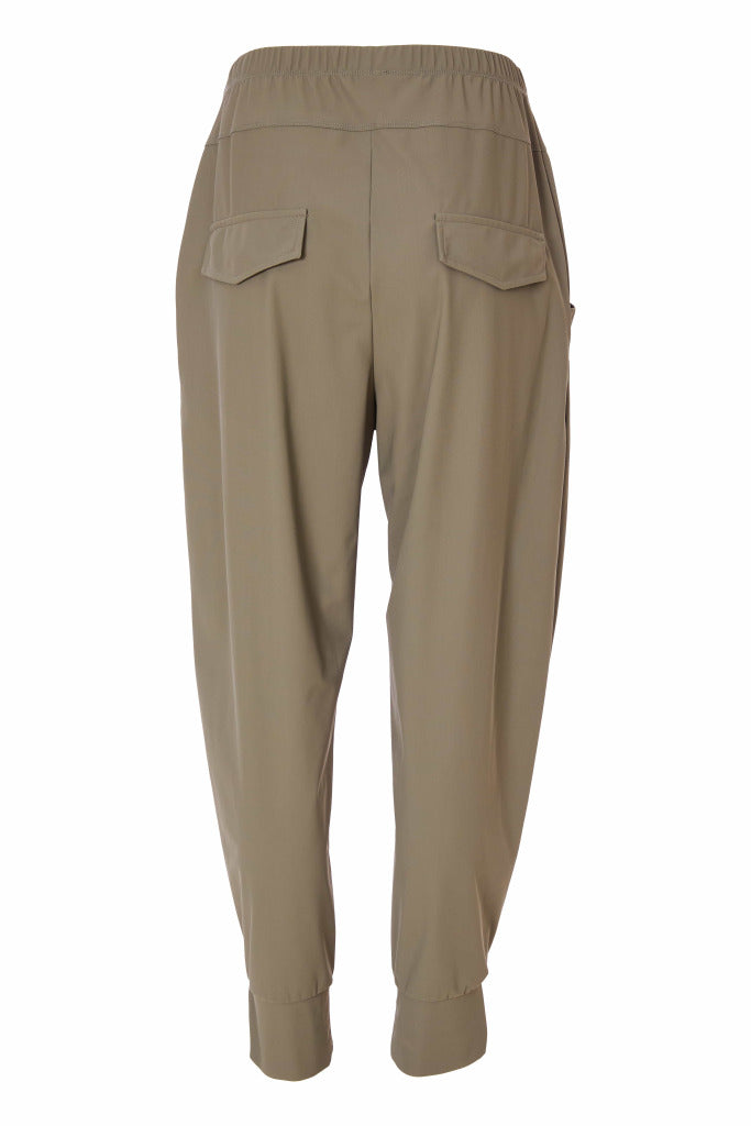 naya classic cuff trousers in army green (back)