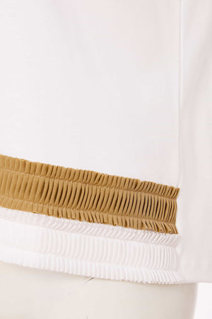 naya frill trim hem top in cream & fudge (detail)