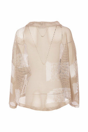 naya faded mesh top with funnel neck in fudge & cream (back)