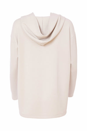 naya hooded top with wrap over neckline in sand (back)