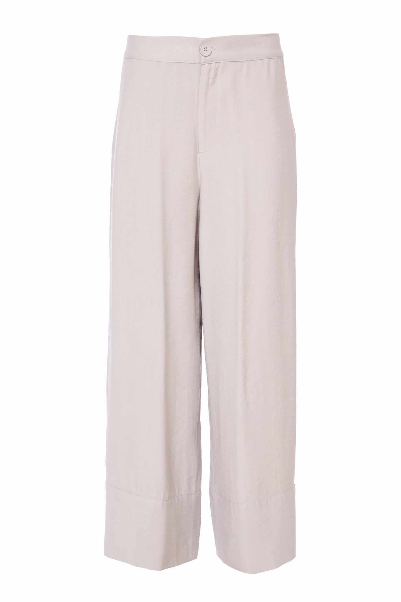 naya wide leg trousers with band hem in silver (front)