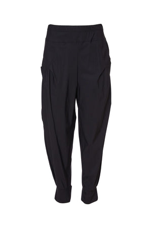 NAYA classic gathered pocket cuff trousers in black (front)