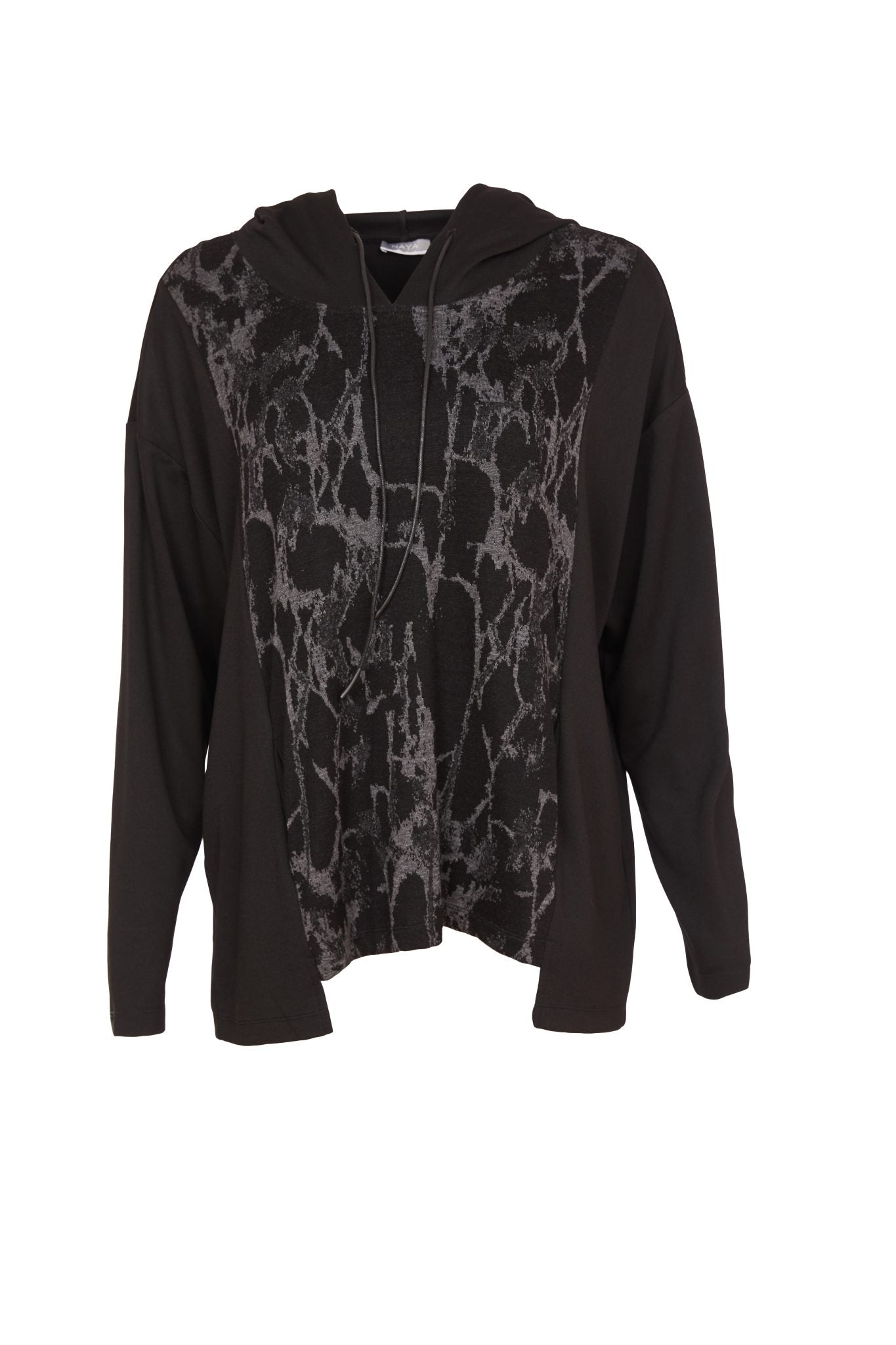 naya abstract printed hoodie in black (front)