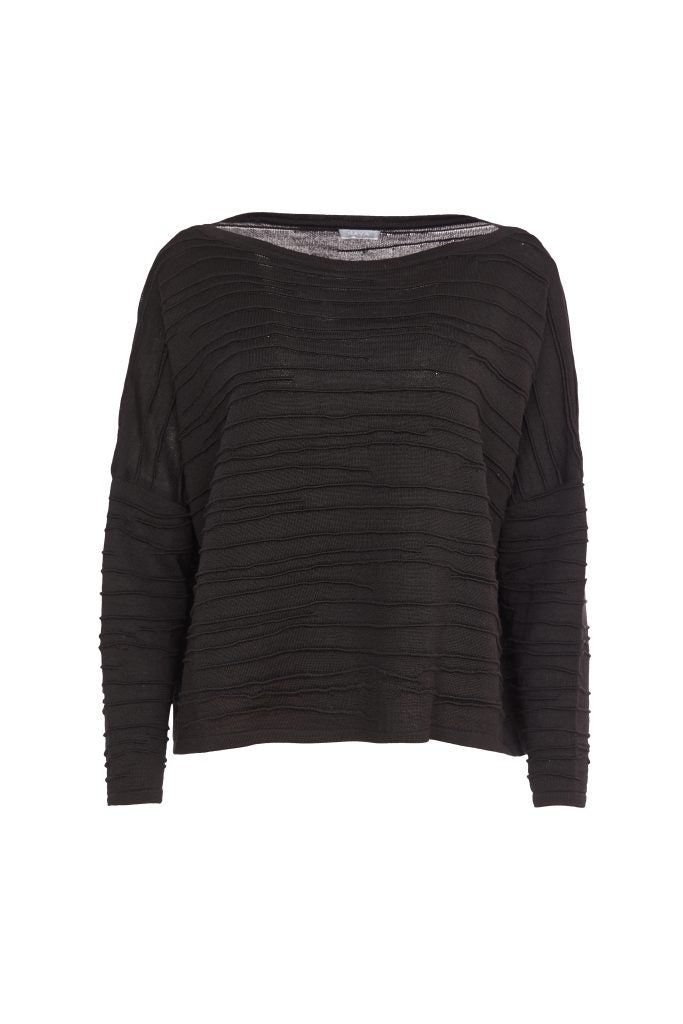 naya ribbed knit jumper in black (front)