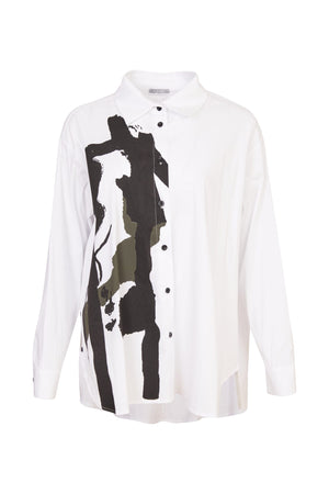 naya placement print shirt in white (white)