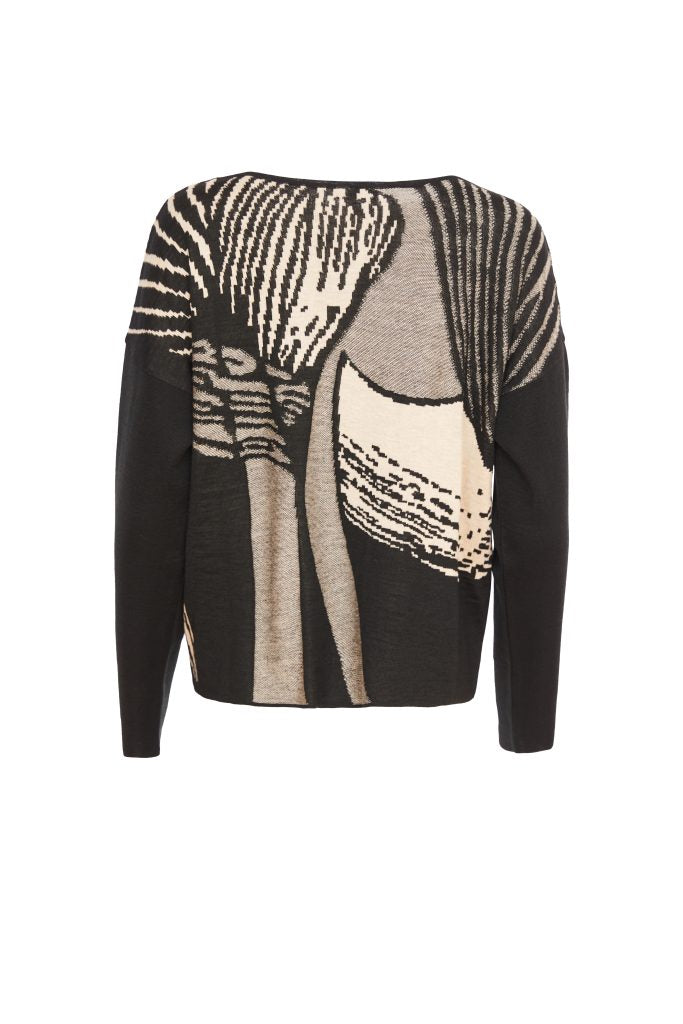 naya printed knit jumper in black and beige (back)