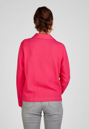Rabe magnolia park collection button up textured jacket with pocket details and collar in pink, product code 52-113221