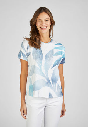 Rabe salty breeze collection leaf print tshirt in white and blue, product code 52-223351