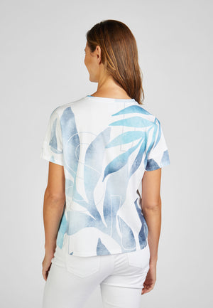 Rabe salty breeze collection leaf print tshirt in white and blue, product code 52-223351